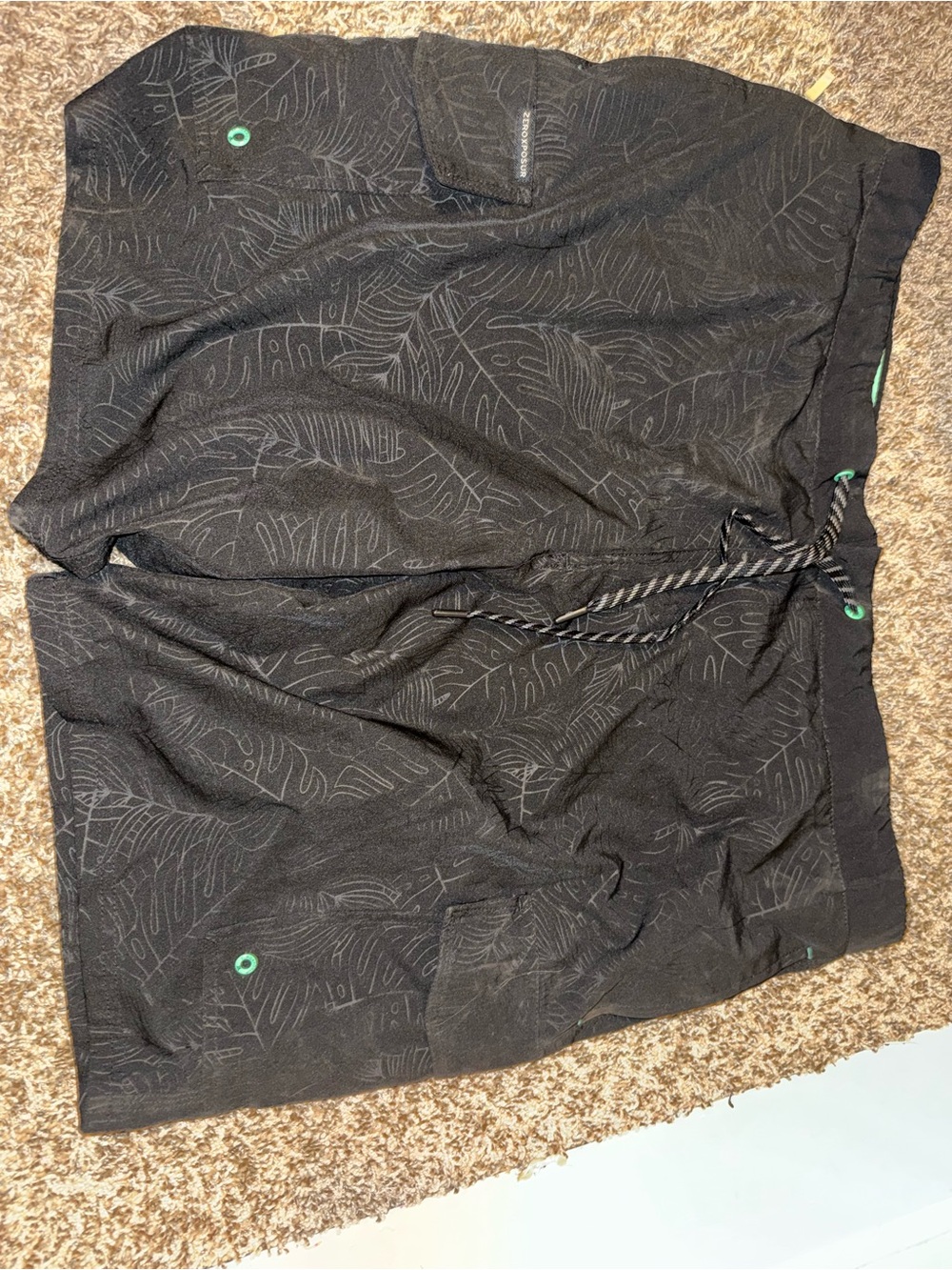 Men's Black Patterned Swim Trunks